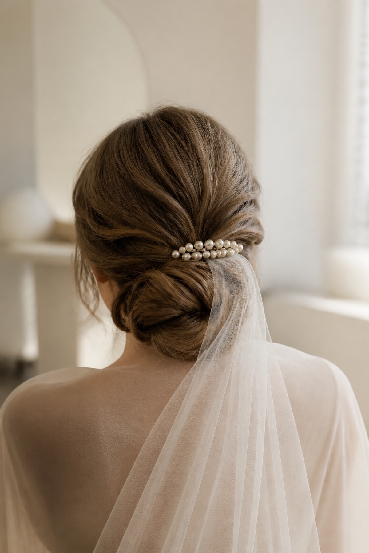 Visual editoriale di un raccolto sposa, senza riferimenti a una cliente reale